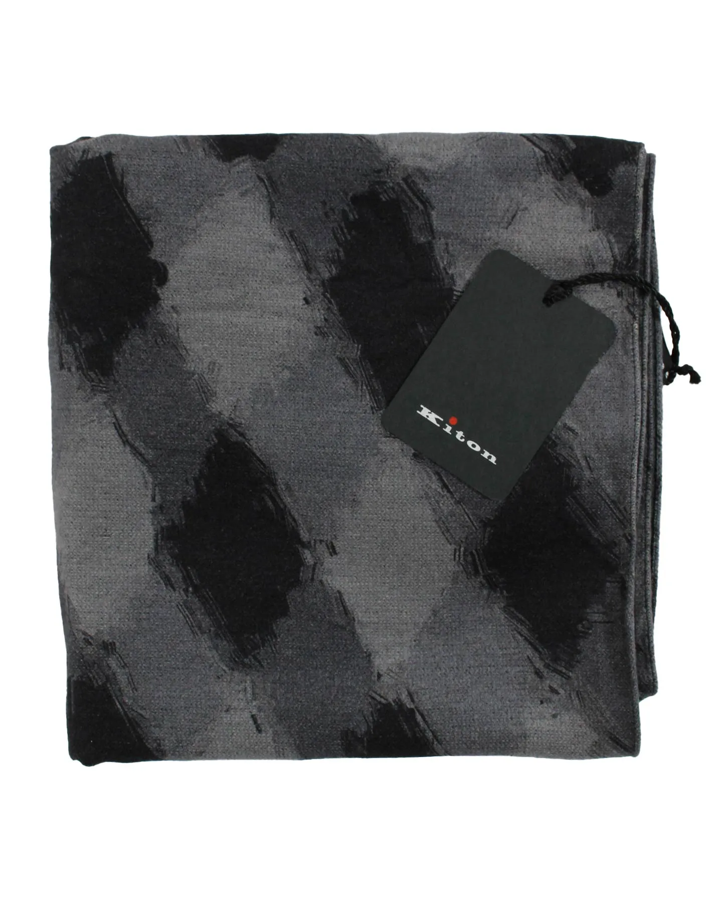 Kiton Scarf Gray Black Diamonds  - Luxury Silk Shawl Men Collection