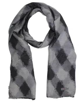 Kiton Scarf Gray Black Diamonds  - Luxury Silk Shawl Men Collection