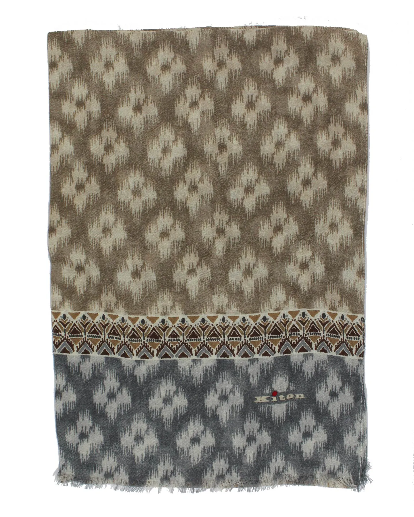 Kiton Scarf Taupe Gray Design Luxury Cashmere Shawl SALE