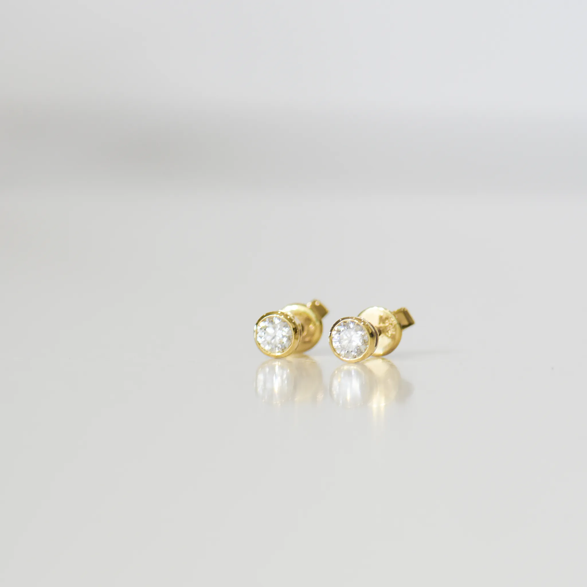 Lab Created Bezel Set Round Diamond Studs