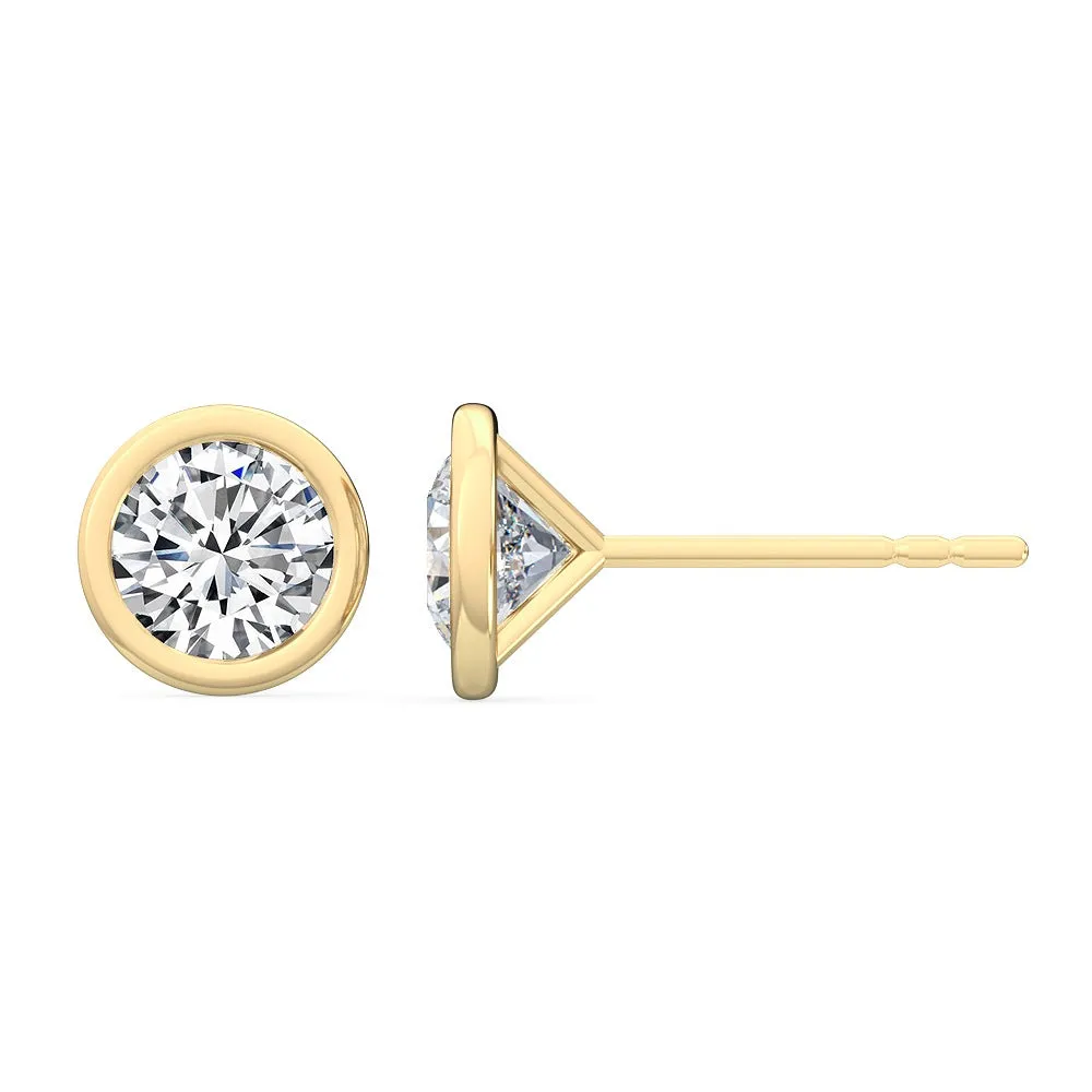 Lab Created Bezel Set Round Diamond Studs