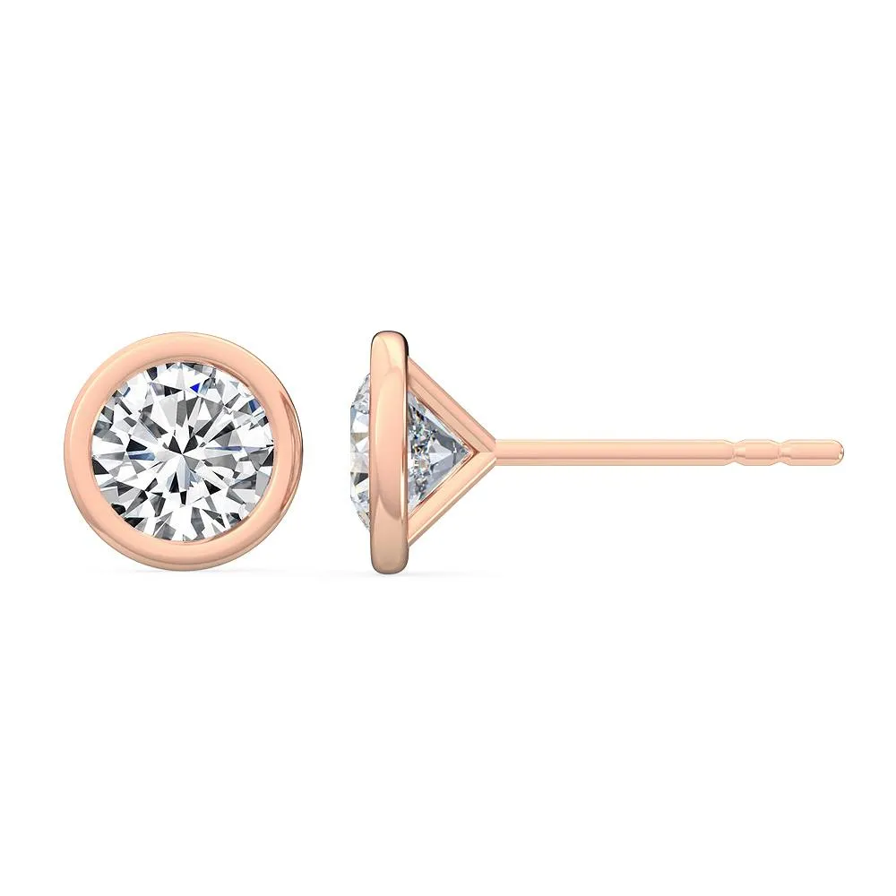 Lab Created Bezel Set Round Diamond Studs