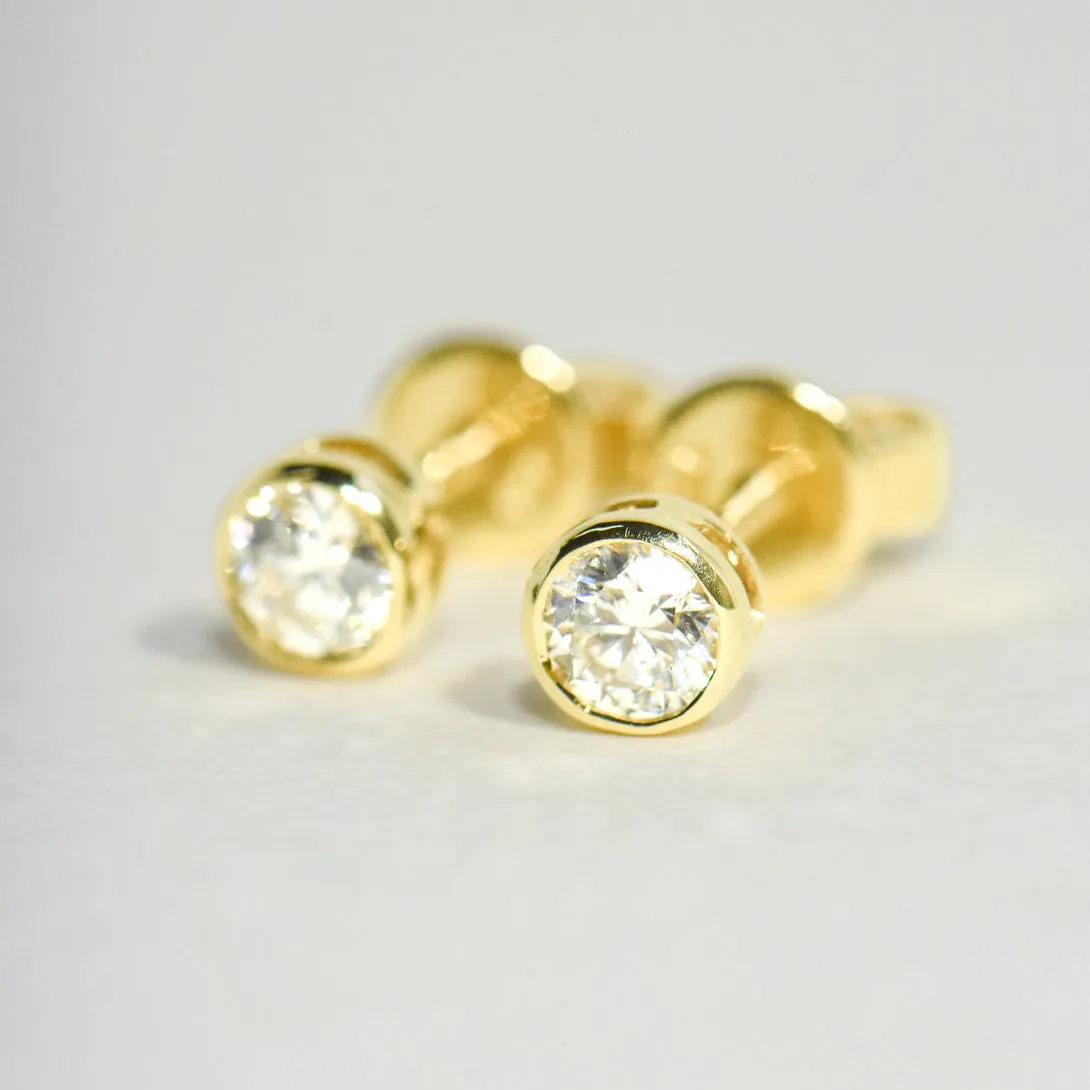 Lab Created Bezel Set Round Diamond Studs