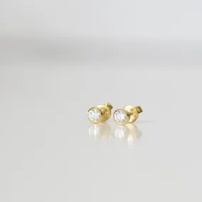 Lab Created Bezel Set Round Diamond Studs