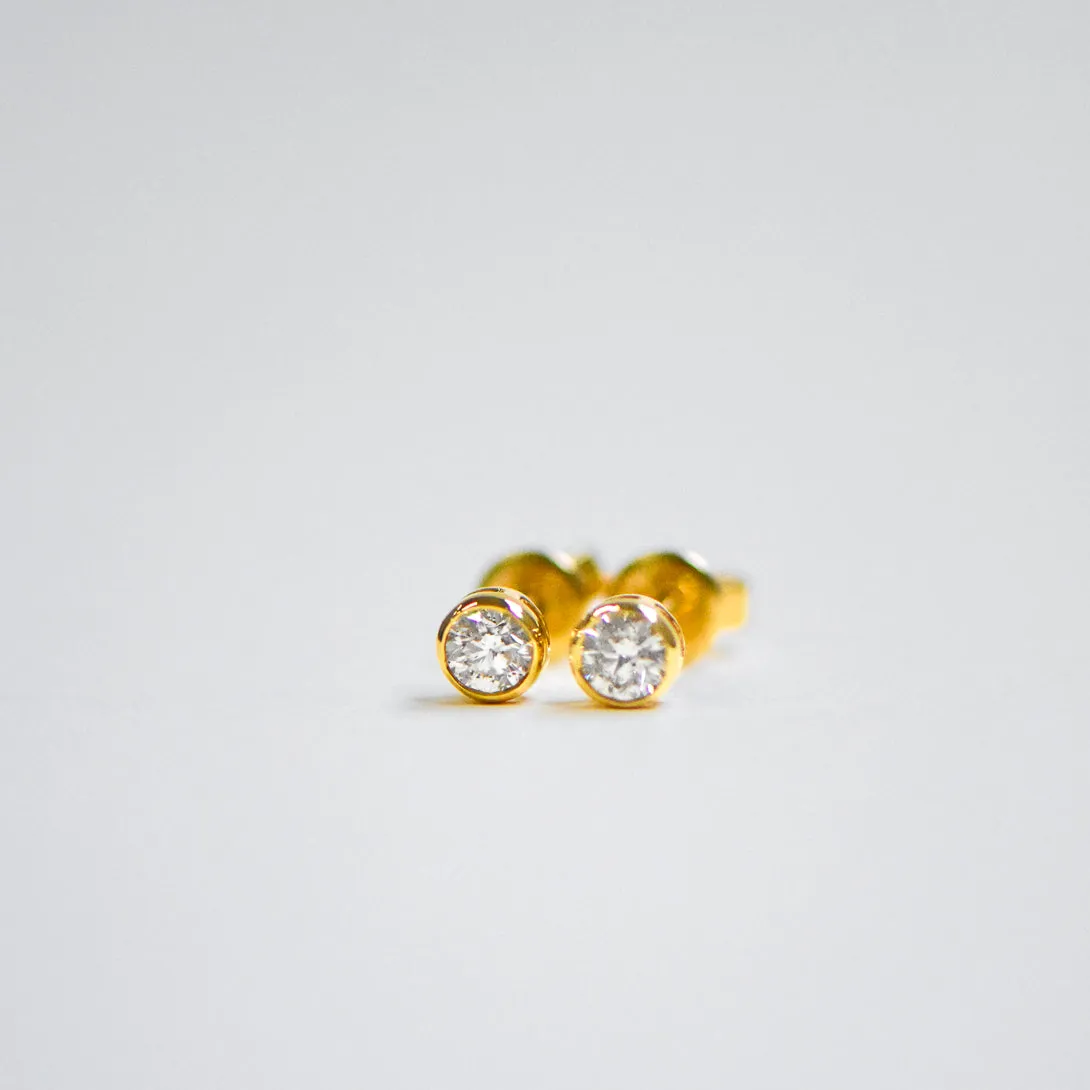 Lab Created Bezel Set Round Diamond Studs