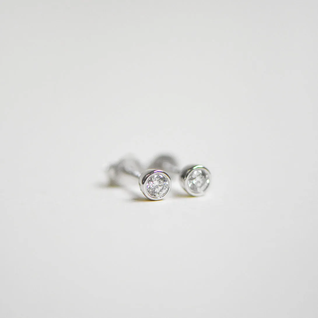 Lab Created Bezel Set Round Diamond Studs