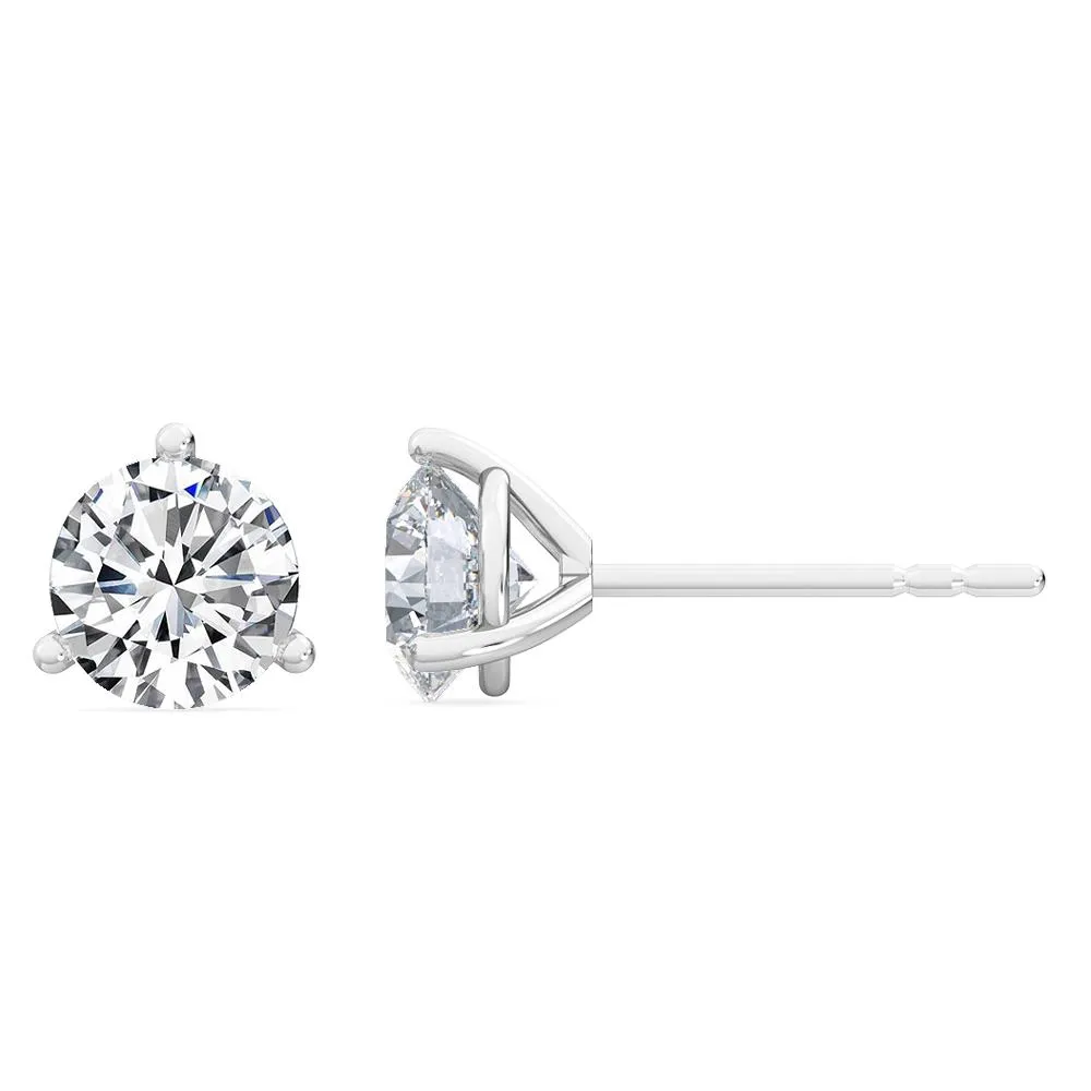 Lab Created Three Prong Diamond Studs