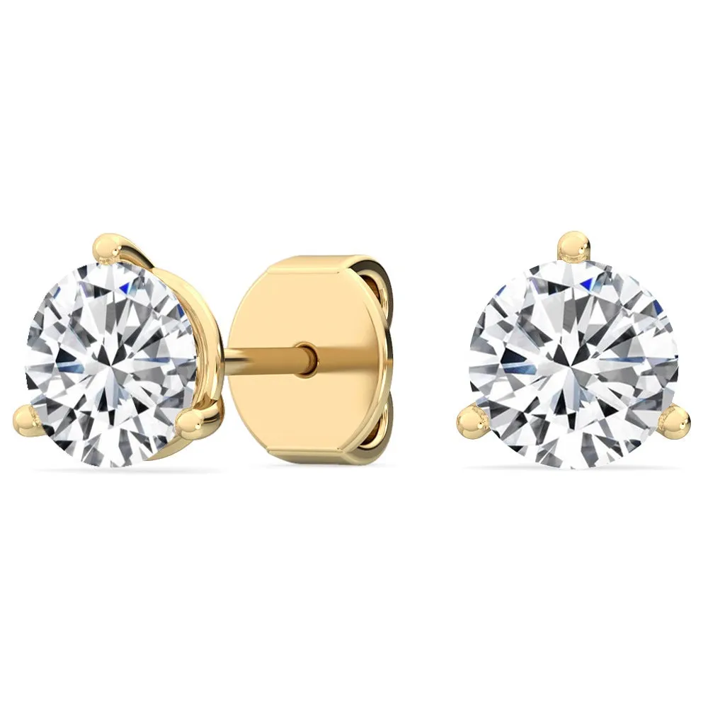 Lab Created Three Prong Diamond Studs