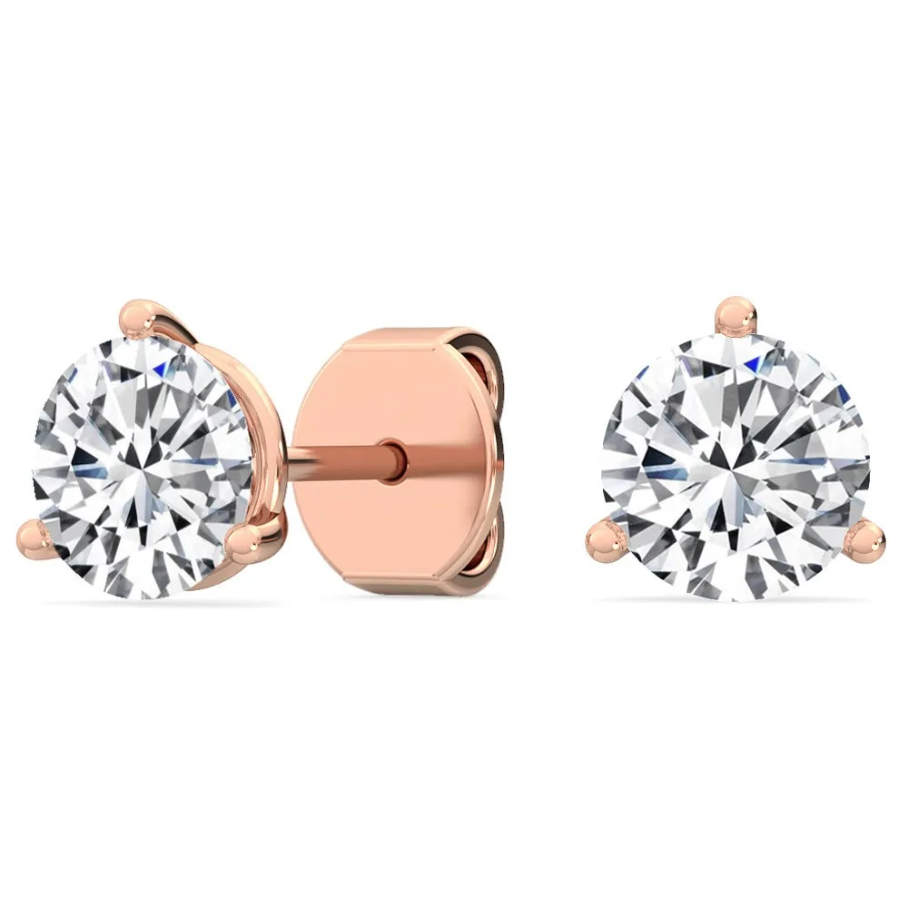 Lab Created Three Prong Diamond Studs