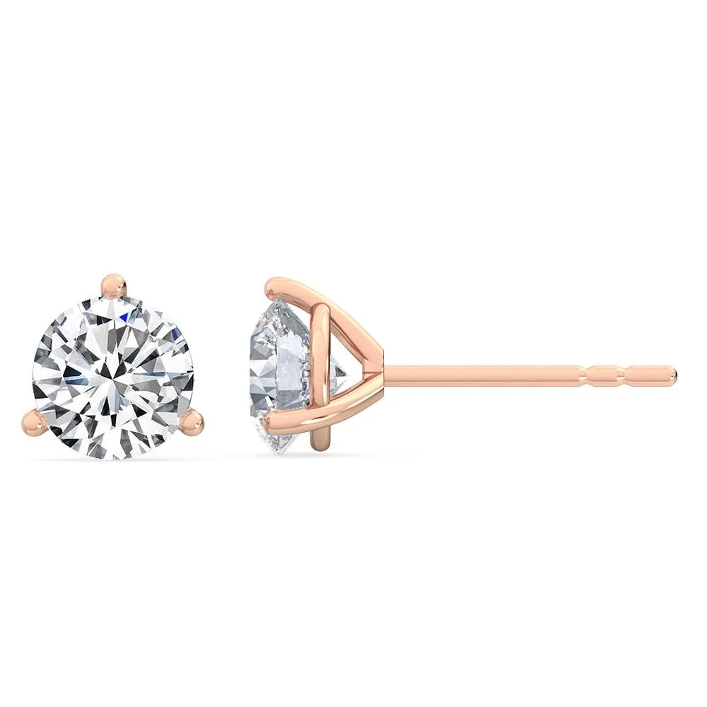 Lab Created Three Prong Diamond Studs