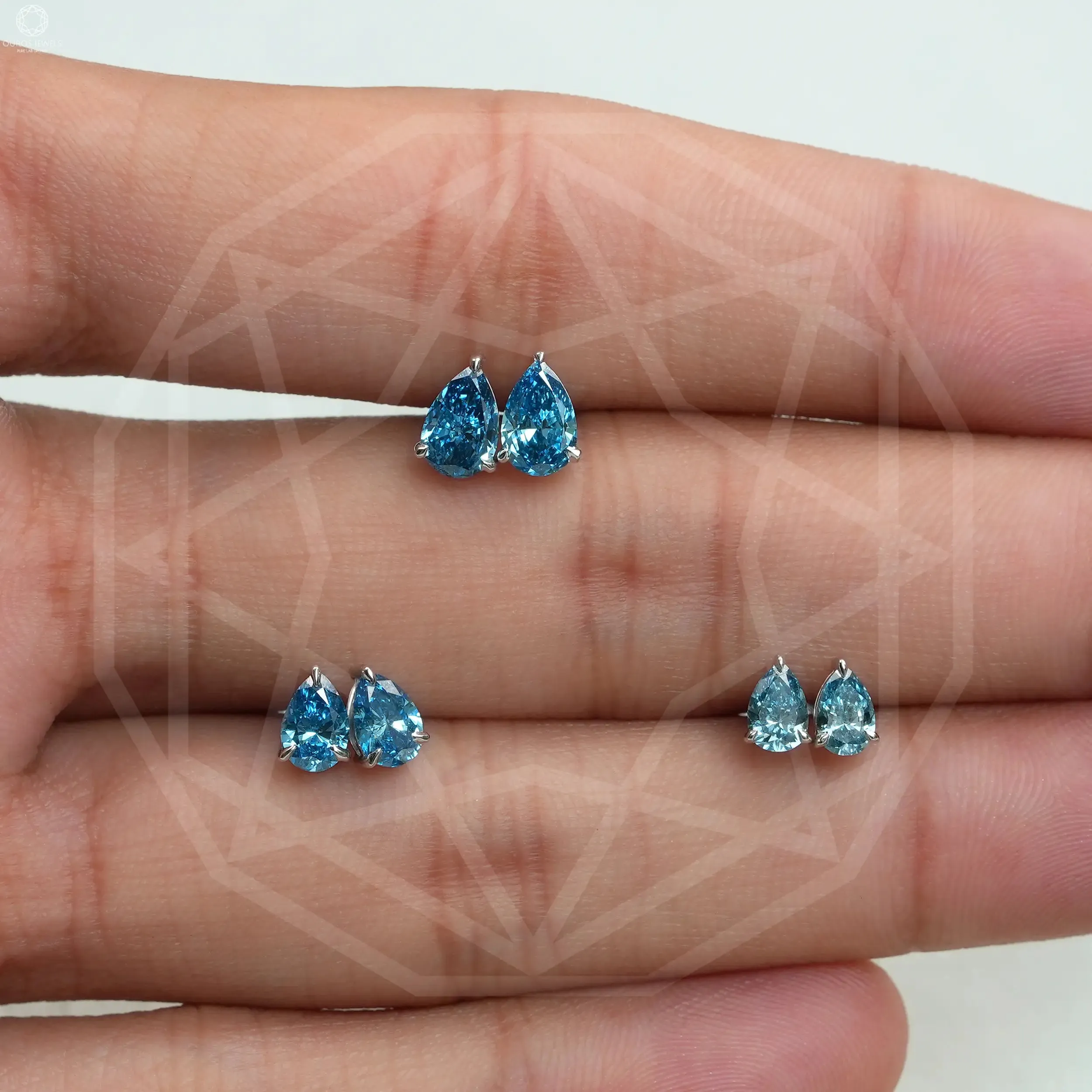 Lab Grown Blue Diamond Studs Earrings