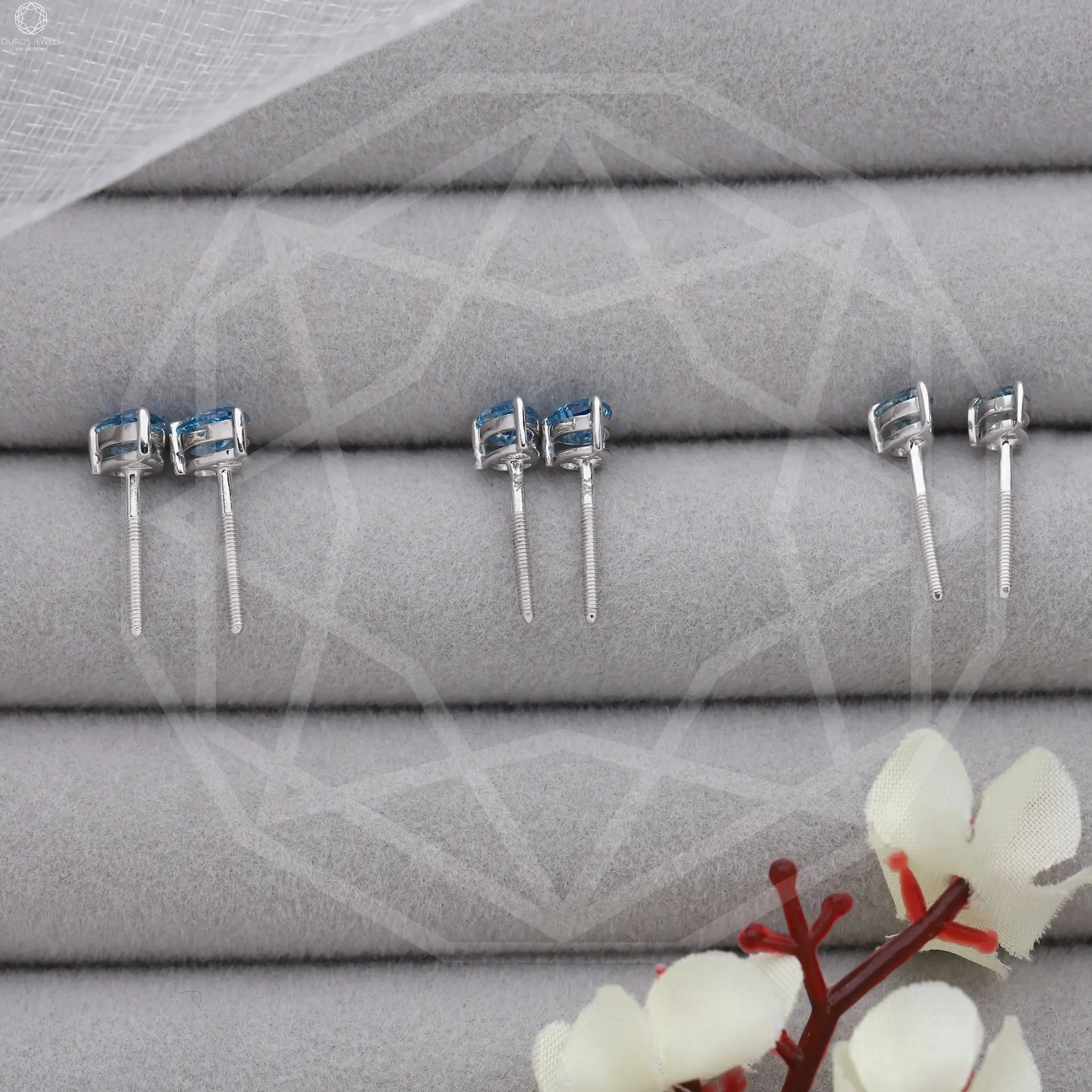 Lab Grown Blue Diamond Studs Earrings