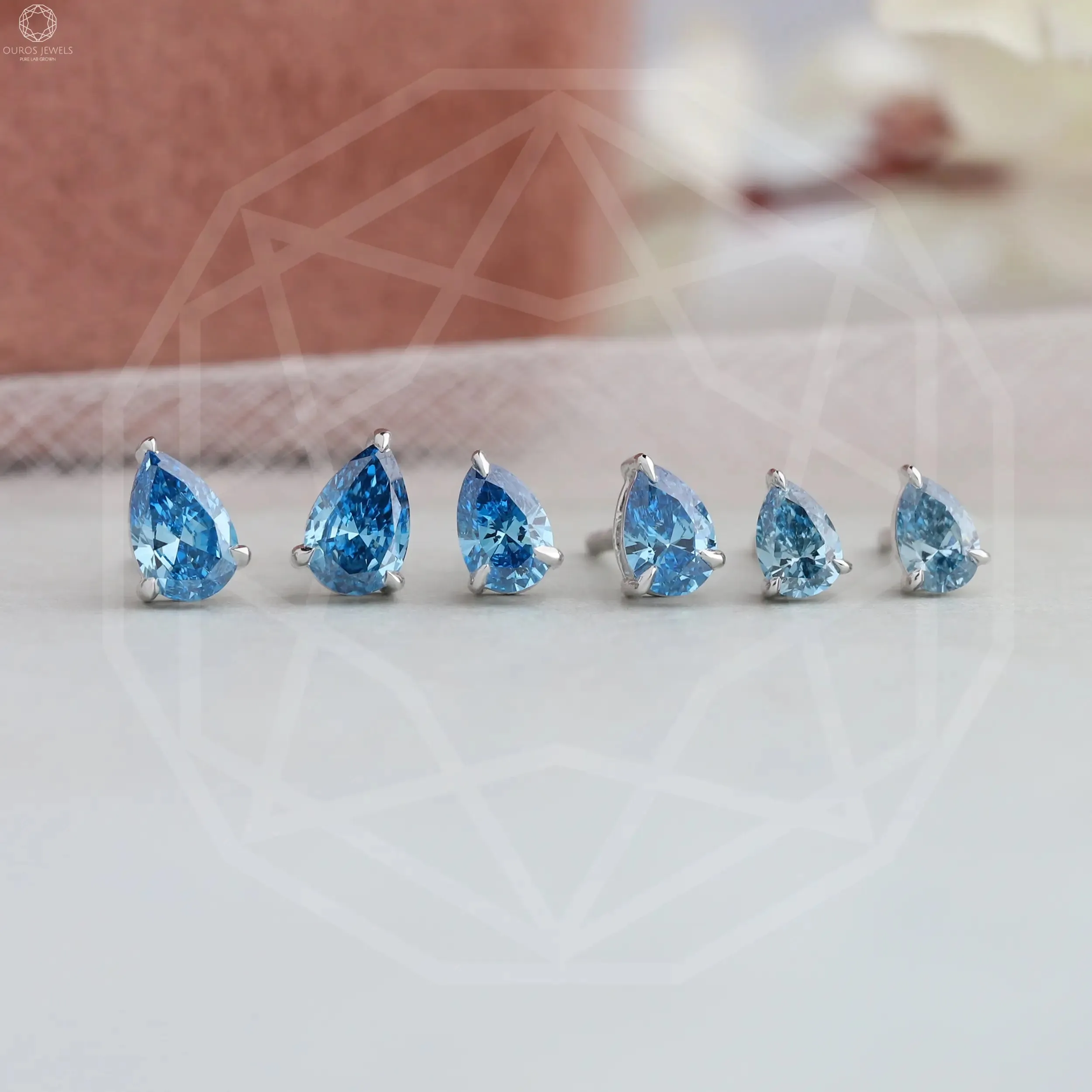 Lab Grown Blue Diamond Studs Earrings