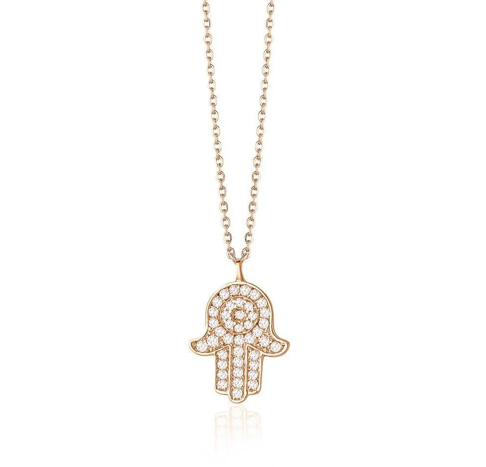 Large Hamsa Diamond Necklace (0.47Ctw)