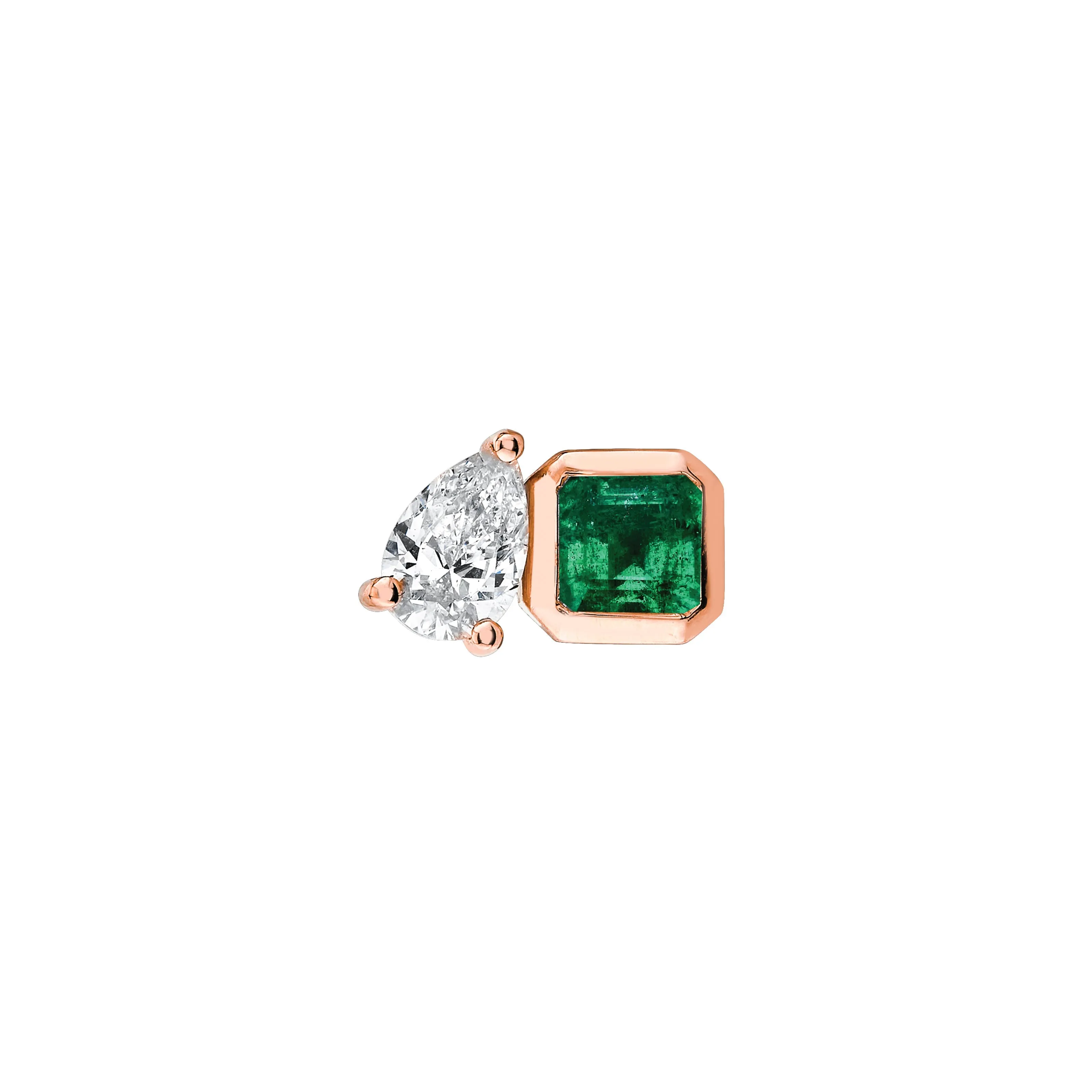 Lovers Duet Emerald & Diamond Studs