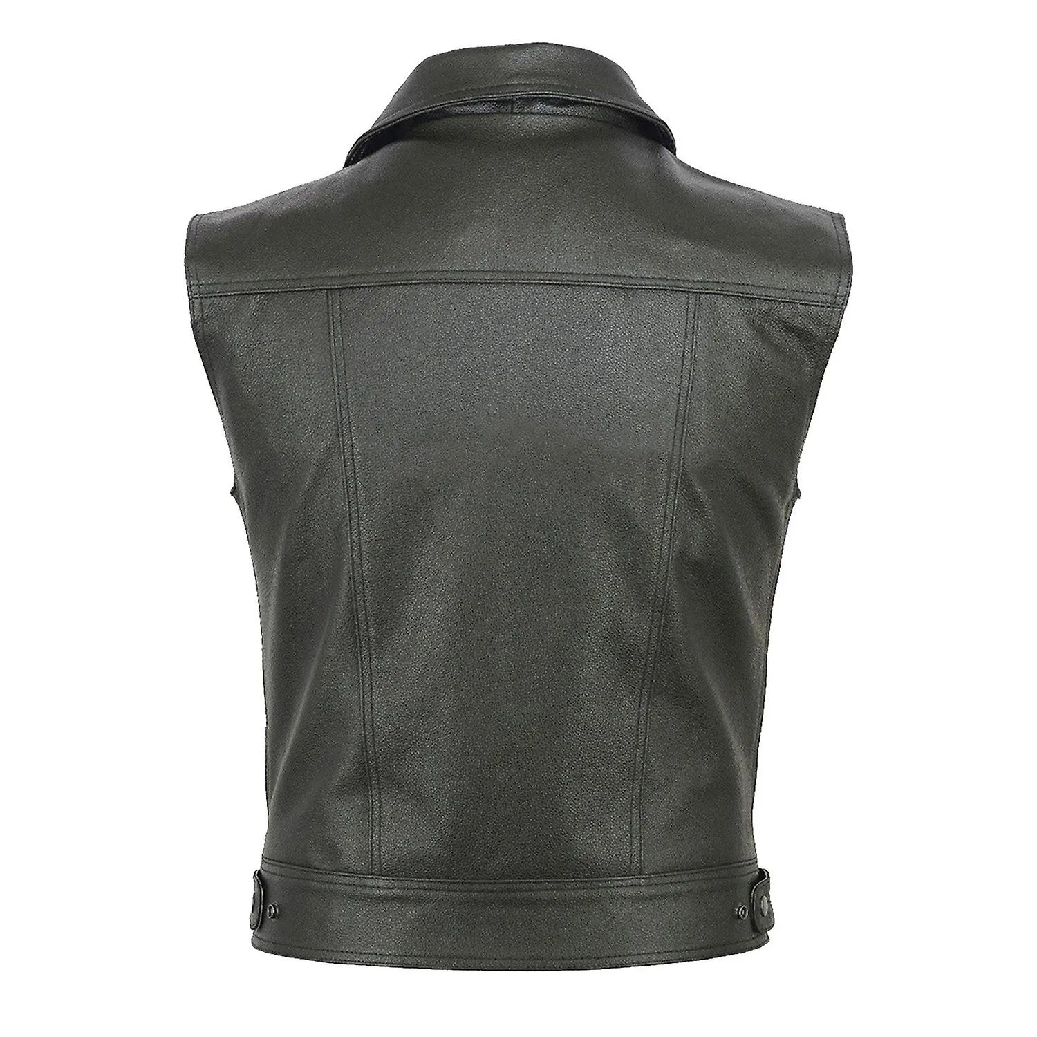 Men Fashion Sleeveless Coat Casual Solid Vest Motorcycle Fleet Punk Leather Vest Top Zipper Lapel Co