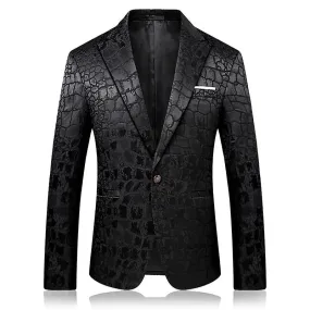 Men's Embroidered Suit Jackets Stylish Lapel Tuxedo Blazers