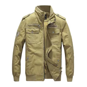 Men's Lightweight Cotton Military Jackets Spring and Autumn Casual Outerwear