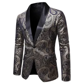 Mens Floral Tuxedo Jackets One Button Stylish Dinner Wedding Party Dress