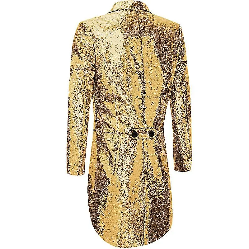 Mens Sequin Tailcoat Swallowtail Suit Jacket Party Show Tuxedo Dress Coat Blazer