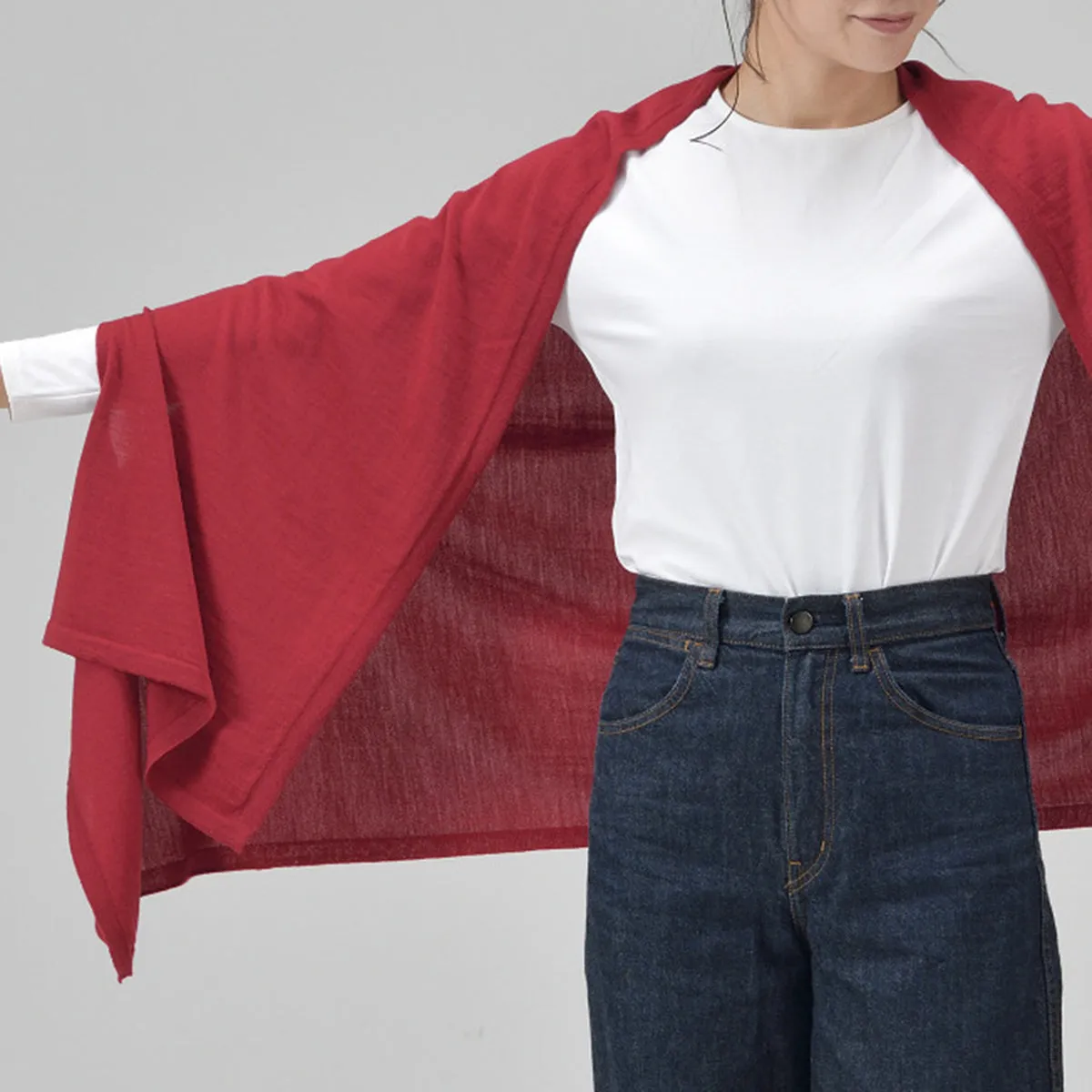 Mino Red Multi Way Wool Mix Poncho