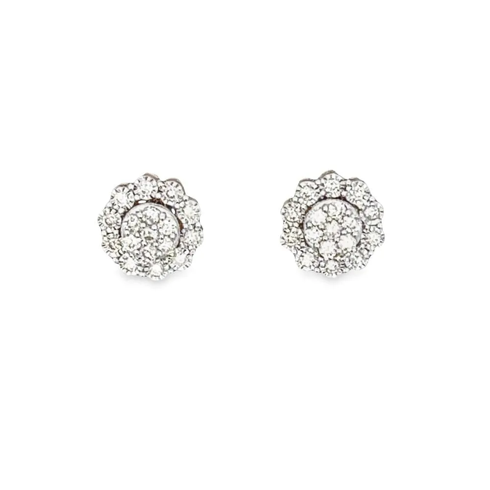 Miracle Cluster Halo .49cttw Diamond Earrings 14K Yellow Gold