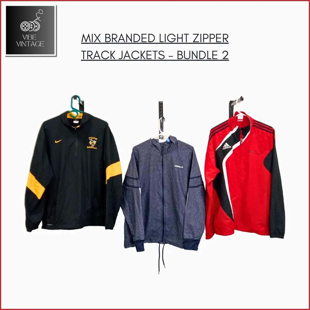 MIX BRANDED LIGHT ZIPPER TRACK JACKETS - BUNDLE 2 - 30 PCS