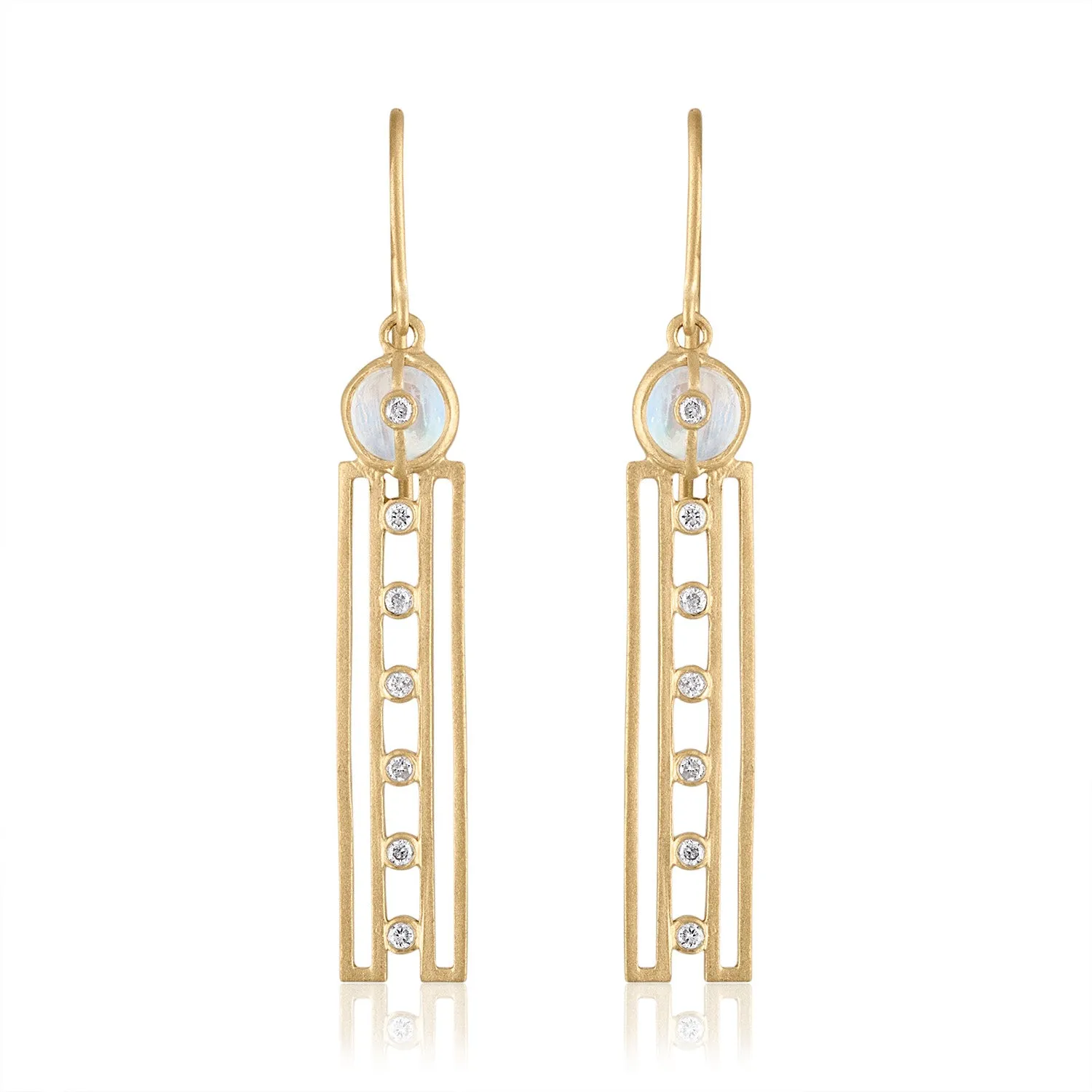 Moonstone and Diamond Earrings