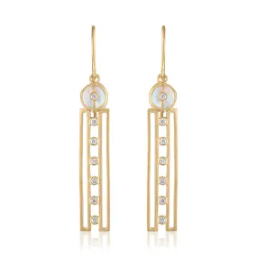 Moonstone and Diamond Earrings