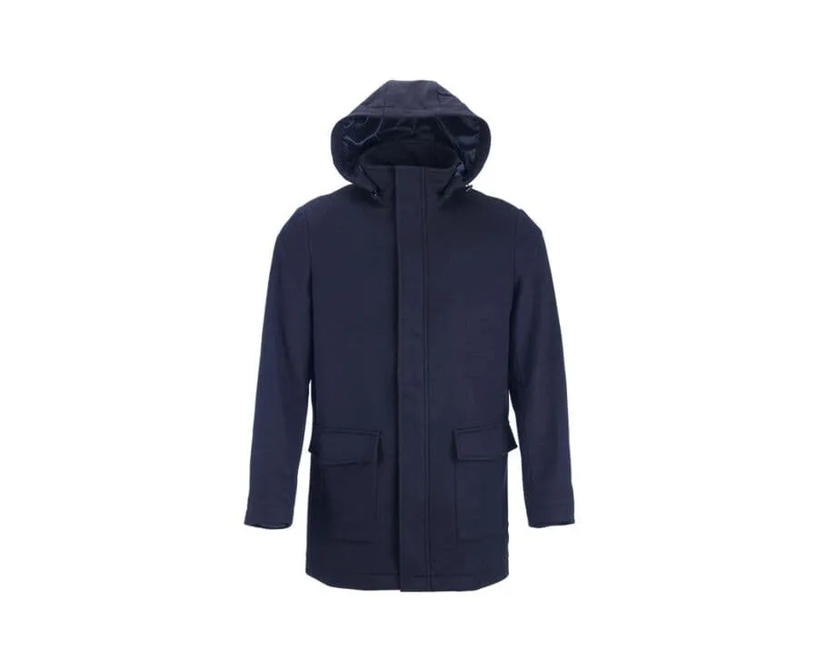 Navy Men's cashmere wool coat - GRELLAN