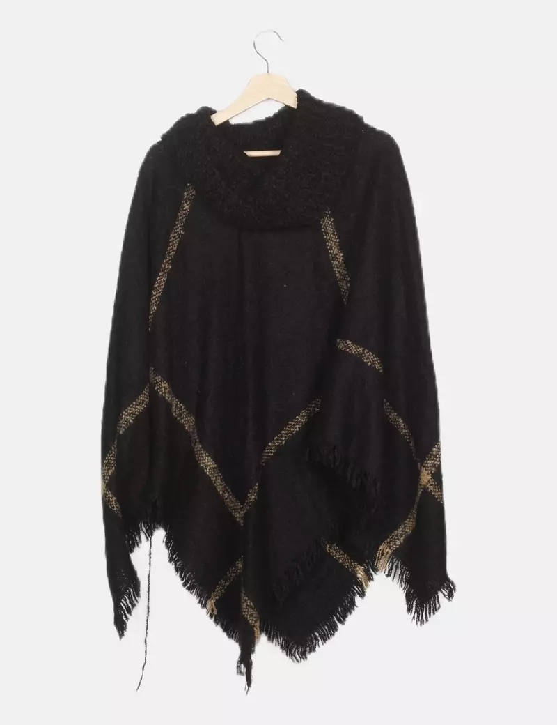 NoName Poncho bicolor estampado