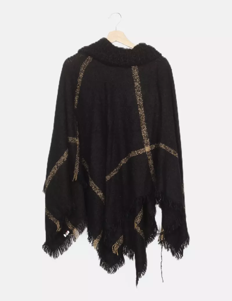 NoName Poncho bicolor estampado