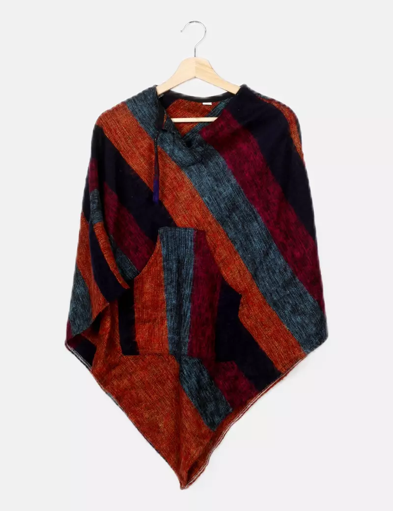 NoName Poncho multicolor estampado