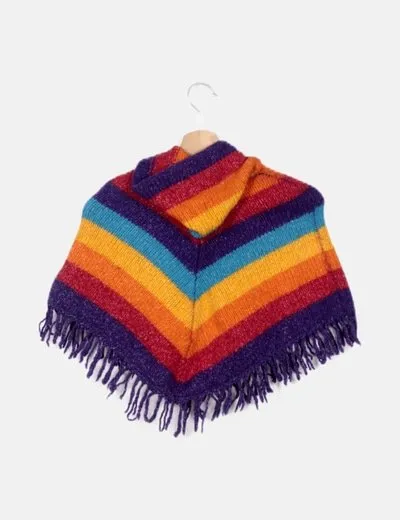 NoName Poncho multicolor gorro