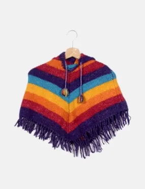 NoName Poncho multicolor gorro