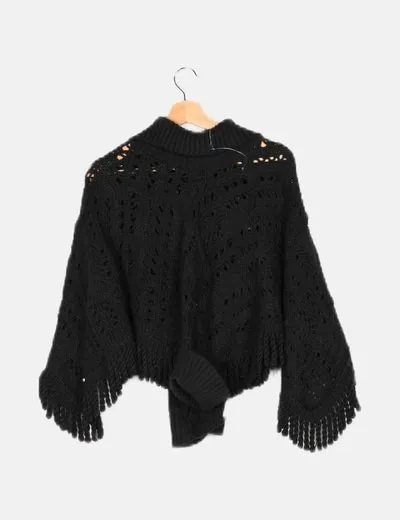 NoName Poncho negro punto grueso