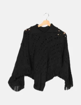 NoName Poncho negro punto grueso