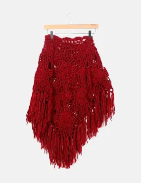 NoName Poncho rojo detalle flecos