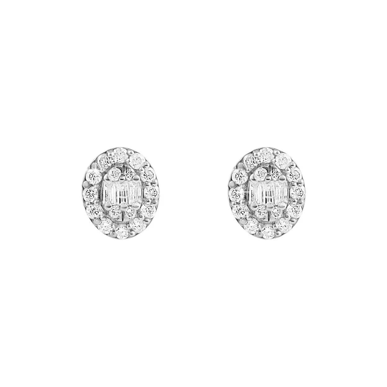 Oval Baguette Diamond Earrings .33cttw 10K Yellow Gold