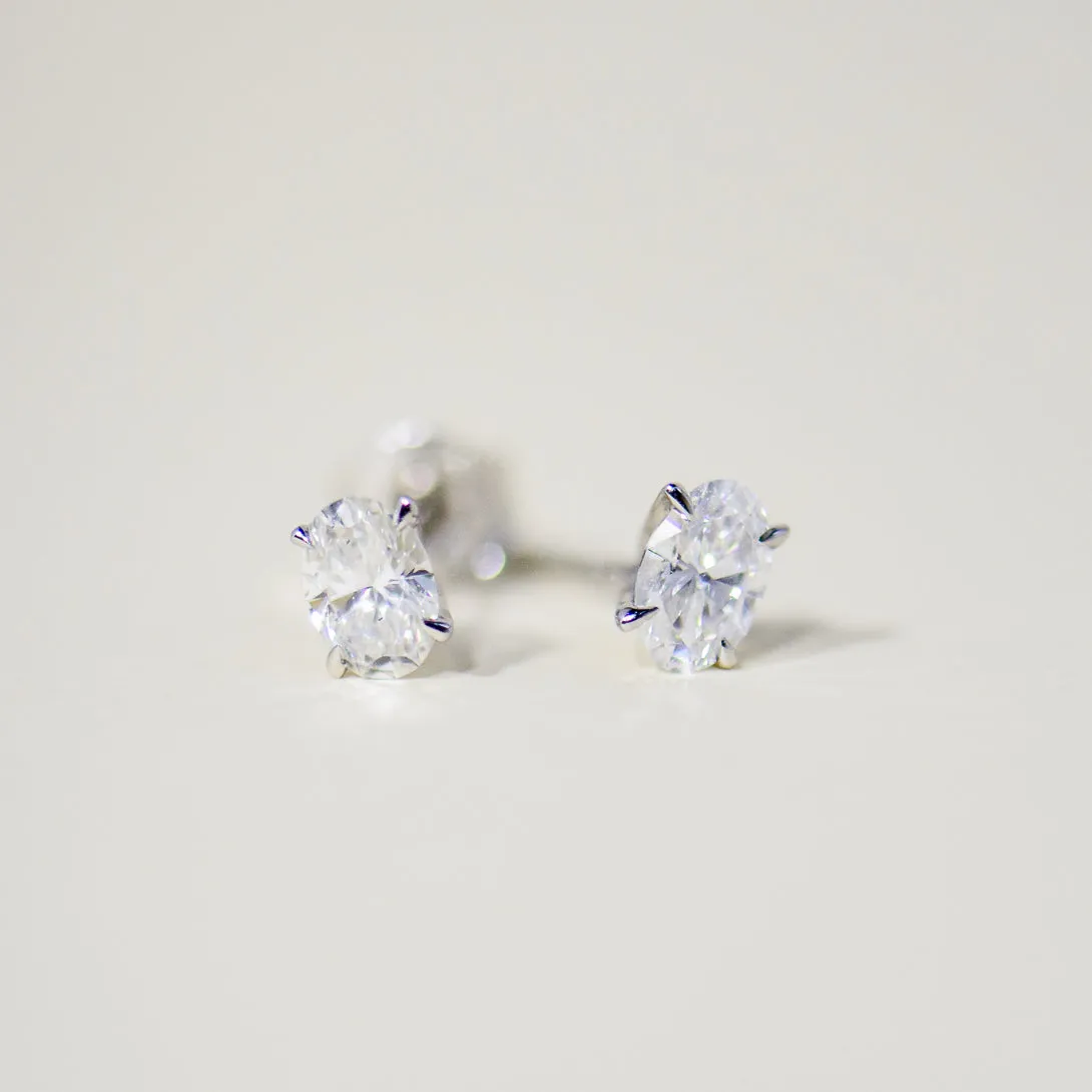 Oval Lab Created Four Prong Diamond Studs