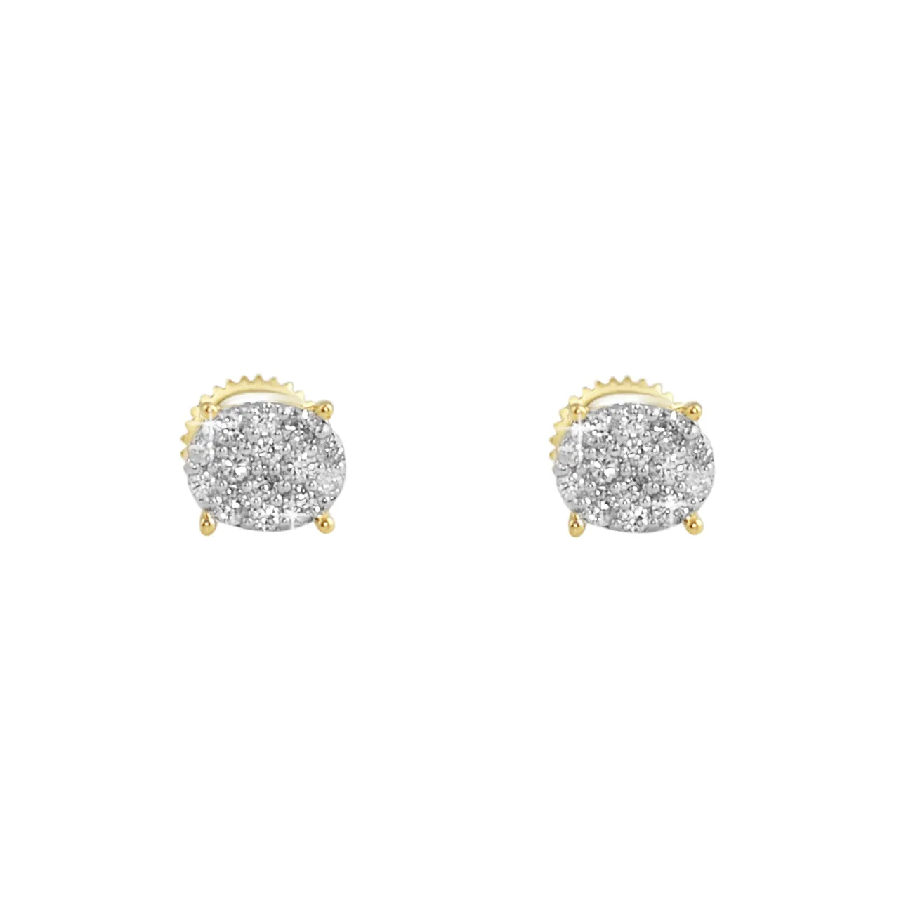 Oval Pave Diamond Earrings .28cttw 10K Yellow Gold