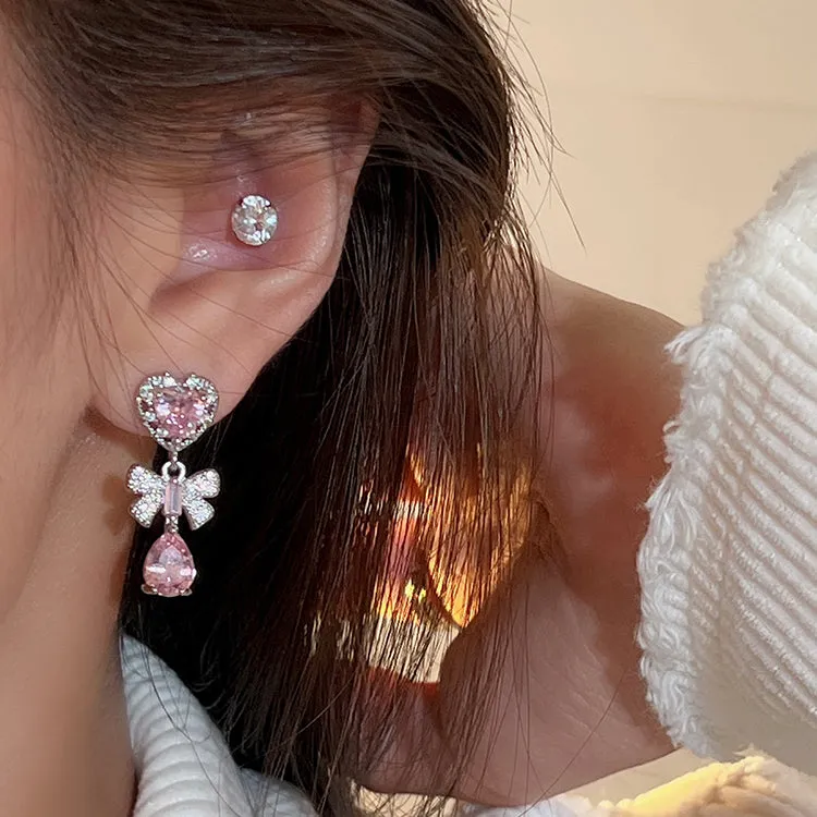 Pink Heart Diamond Earrings | Kimi: Buy Now at Best Price!