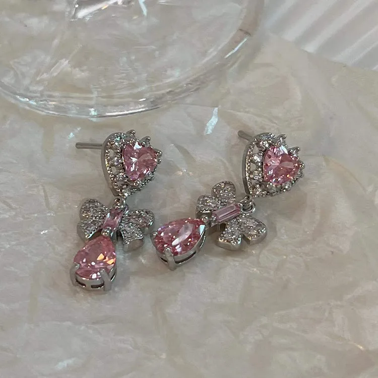 Pink Heart Diamond Earrings | Kimi: Buy Now at Best Price!