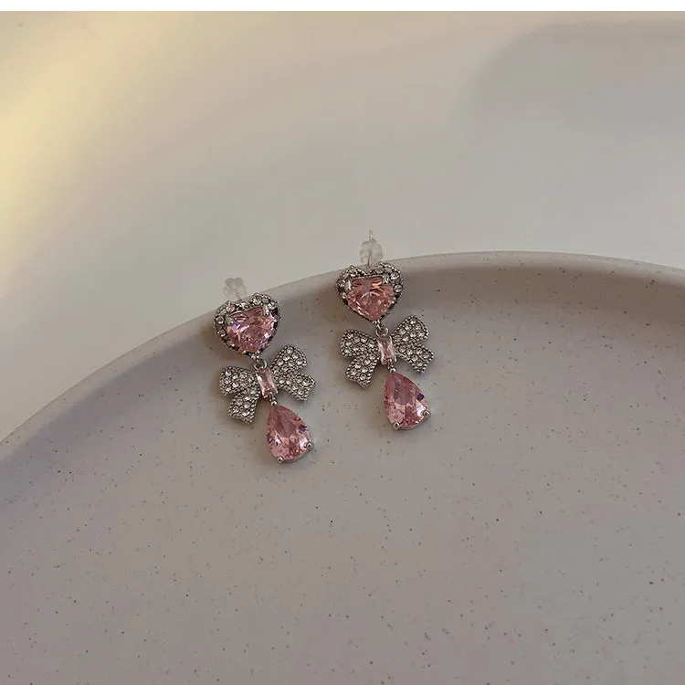 Pink Heart Diamond Earrings | Kimi: Buy Now at Best Price!