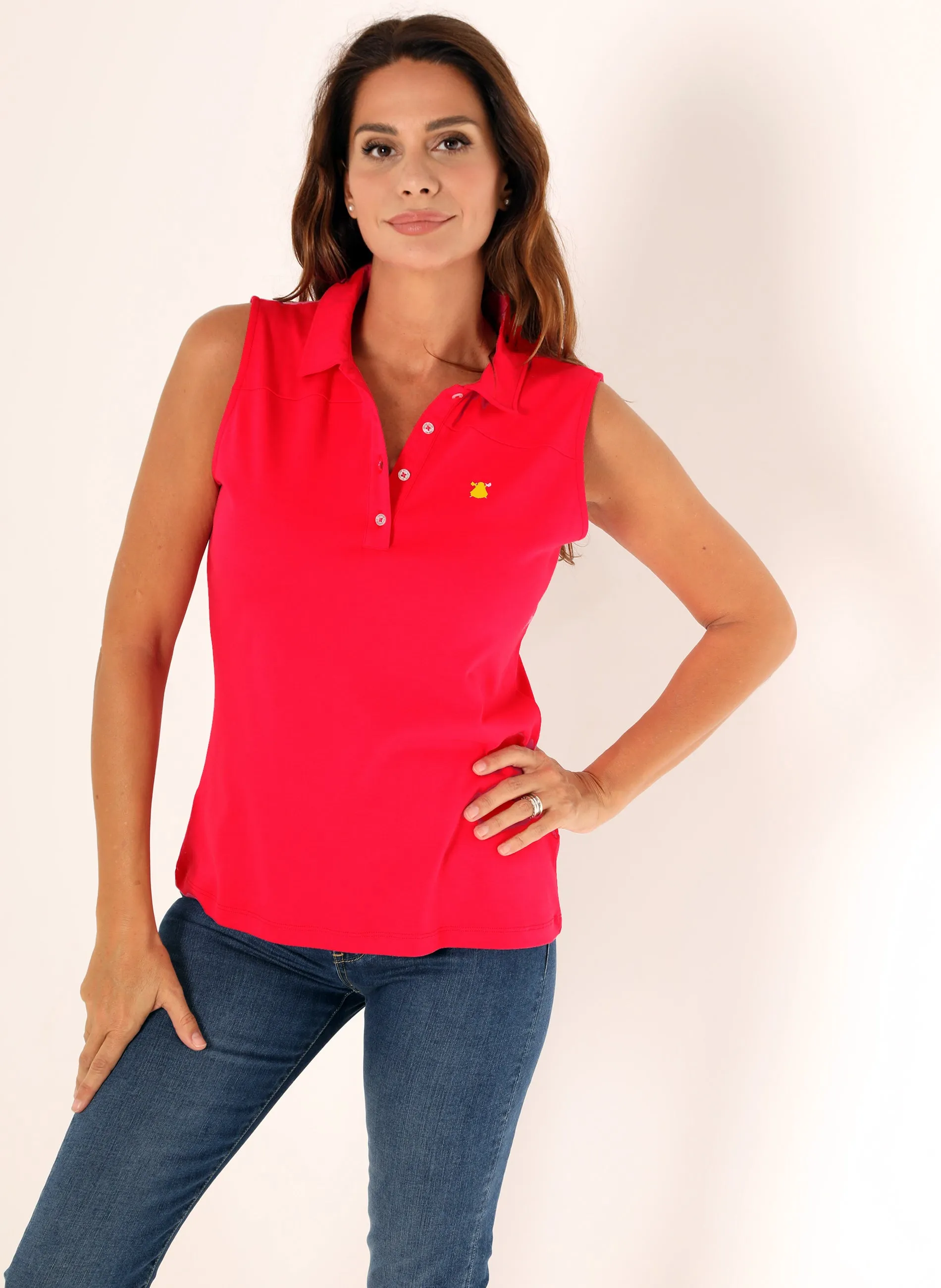 Polo Rojo Interlock Mujer