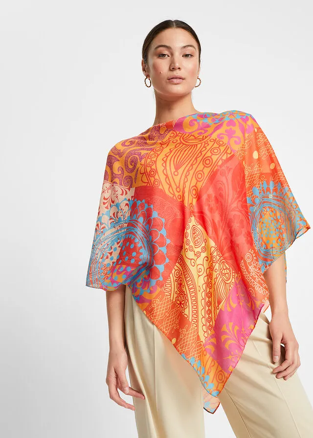 Poncho Naranja estampado