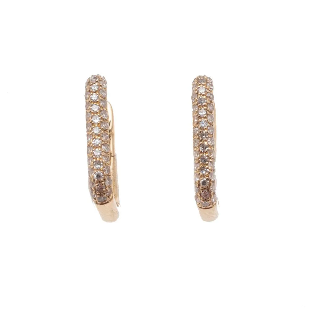 Rectangle Diamond Hoop Earrings with Micro-Pave