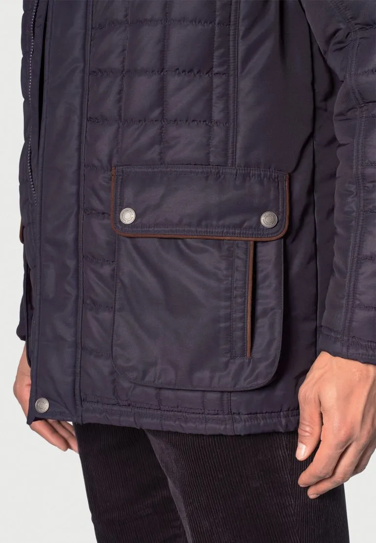 Roch Navy Quilted Coat