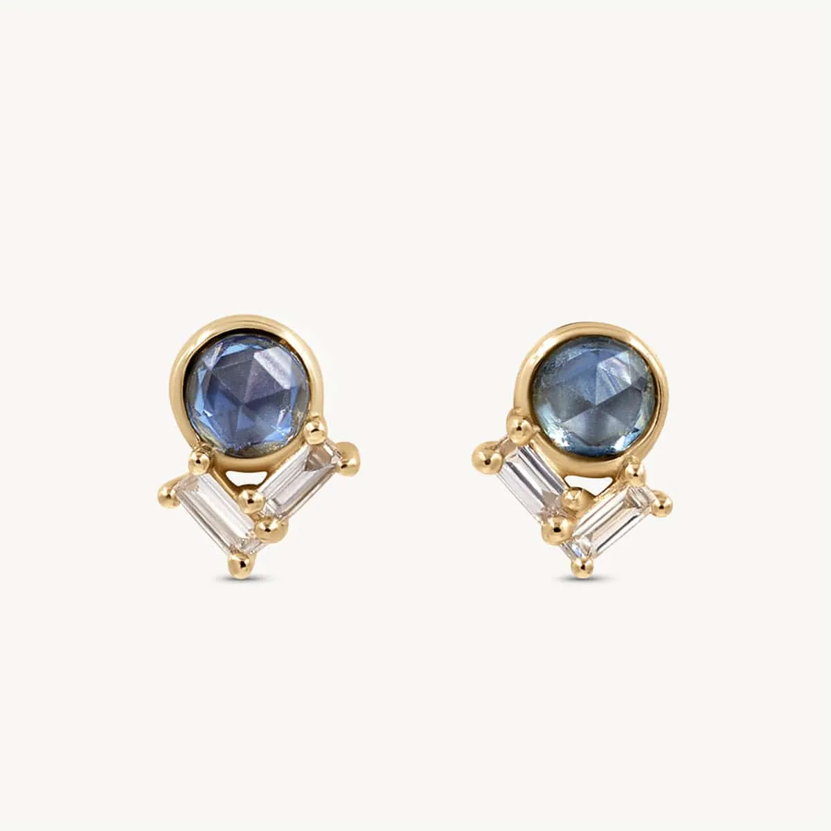 Rose Cut Sapphire Diamond Studs