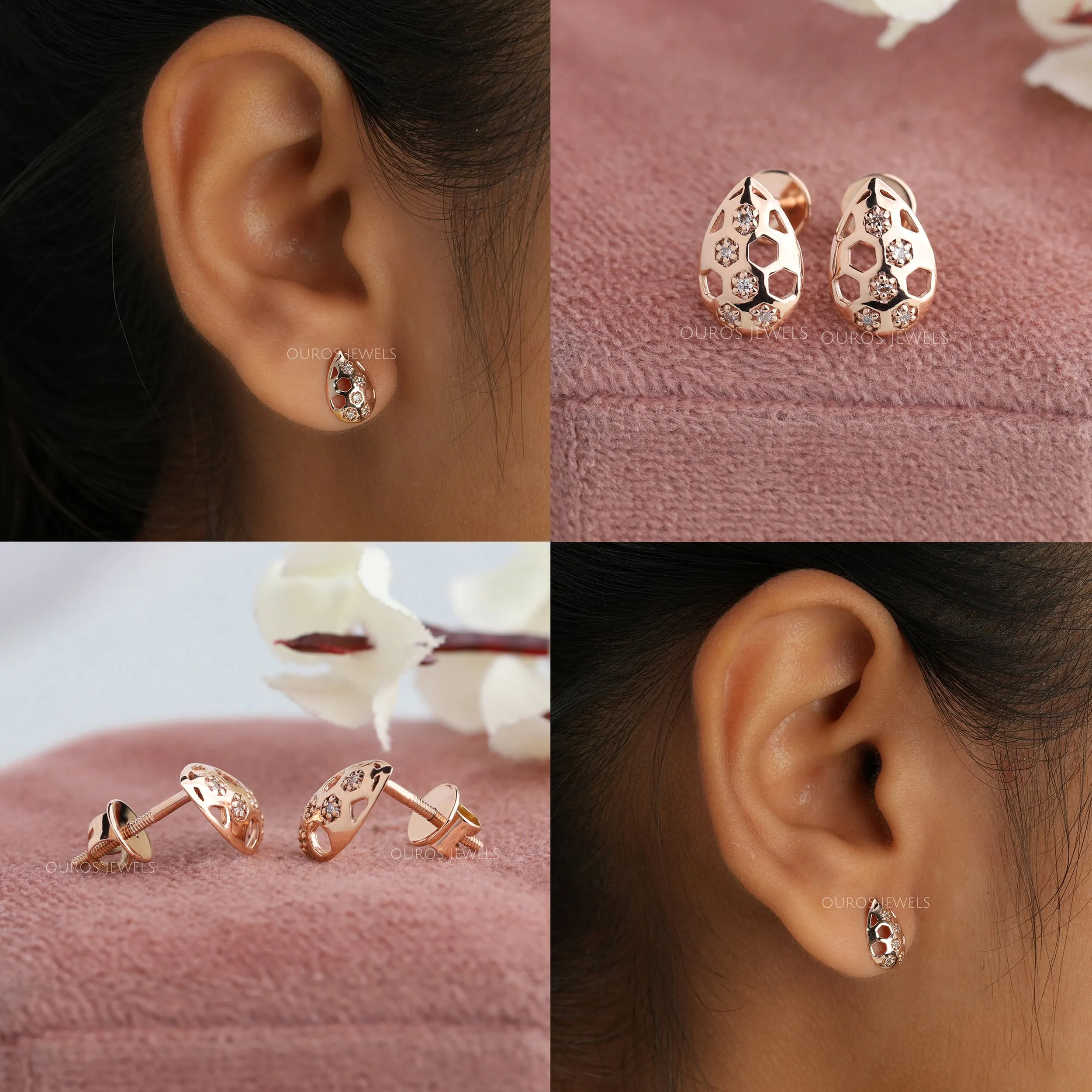 Rose Gold Diamond Earrings